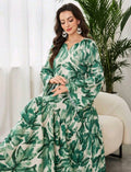 Graceveil Women's Elegant All Over Print Bell Sleeve Arabic Style Dress Tropical Dresses For Women