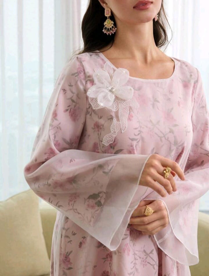 Al Najma Dubai Elegant Printed Maxi Kaftan – Modest Arabic Style Long Sleeve Dress